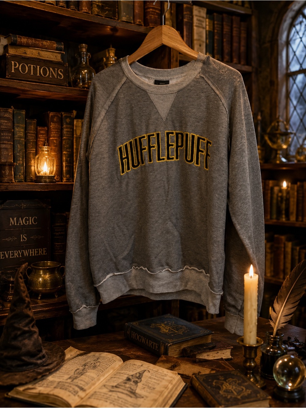 Hufflepuff Gray Crewneck Sweatshirt - Official House Logo